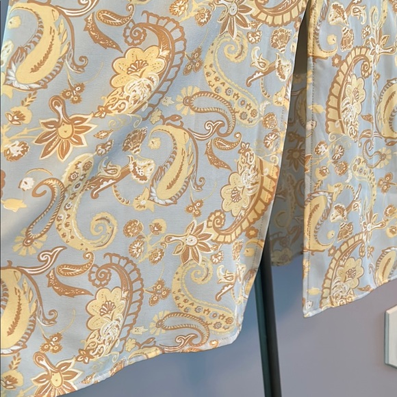 Dizzy Lizzy paisley empire waist A line midi dress tie front and puff sleeves L - Picture 7 of 12